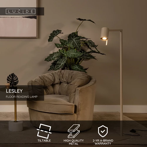 Lucide LESLEY - Floor reading lamp - 1xGU10 - Taupe - USP